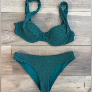 Vetchy Laguna Emerald Bikini Set - lurex fabric.